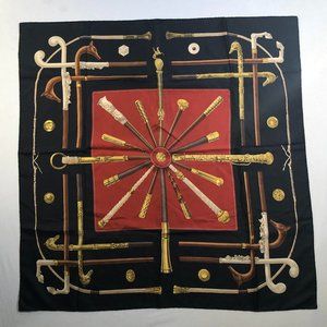 Cannes & Pommeaux Black & Red Silk Scarf